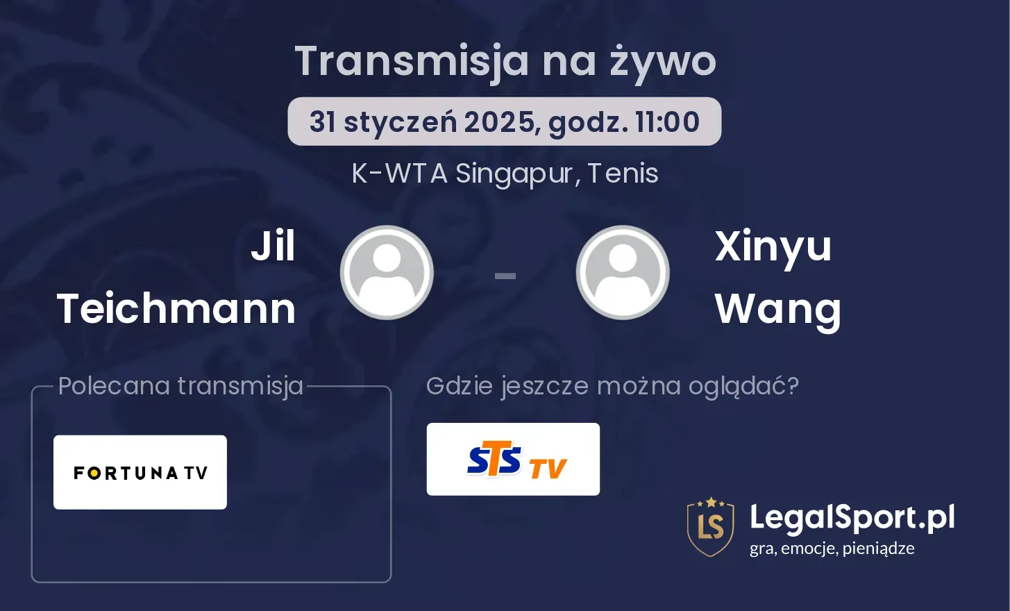 Jil Teichmann - Xinyu Wang transmisja na żywo