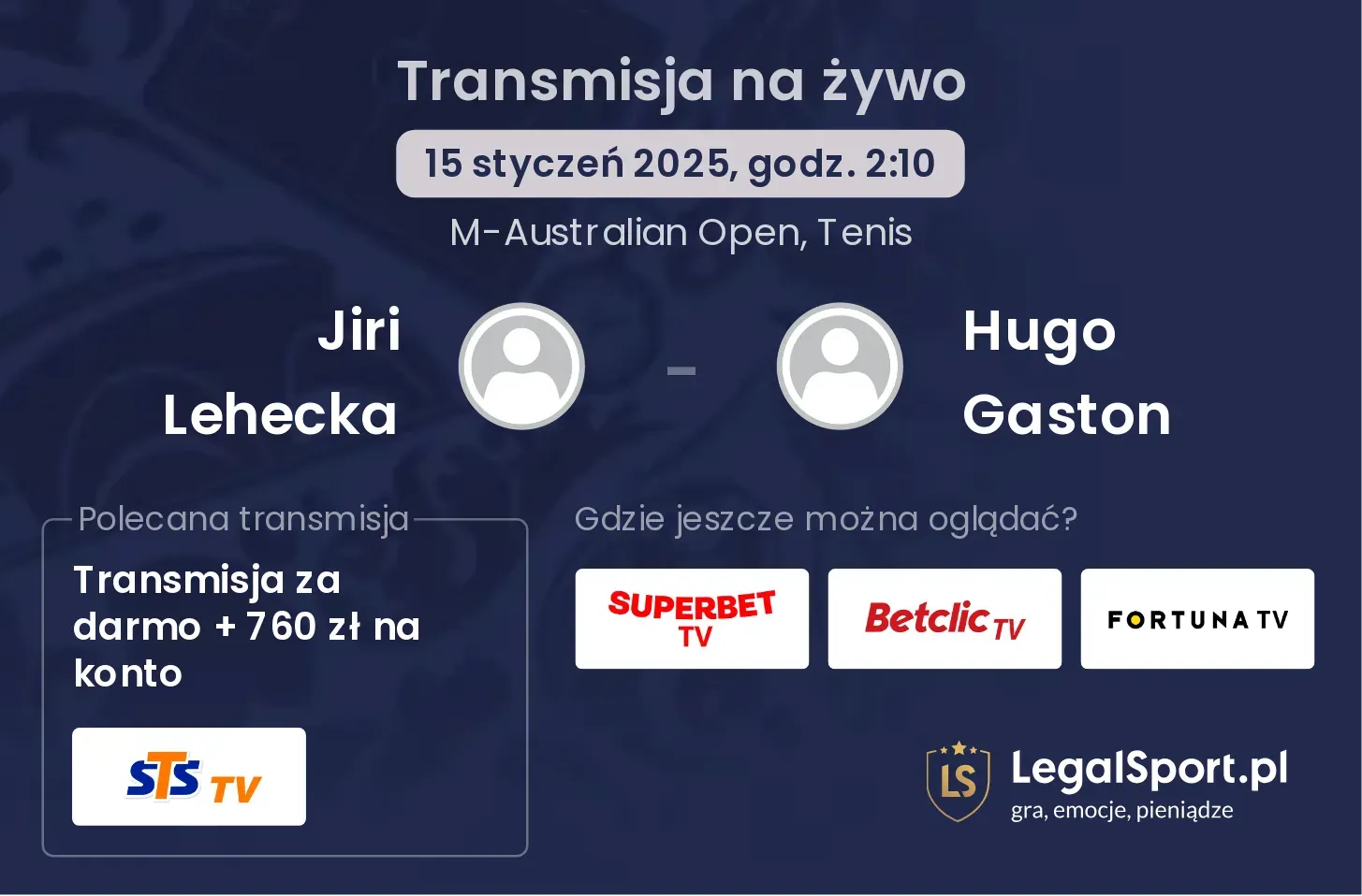 Jiri Lehecka - Hugo Gaston transmisja na żywo