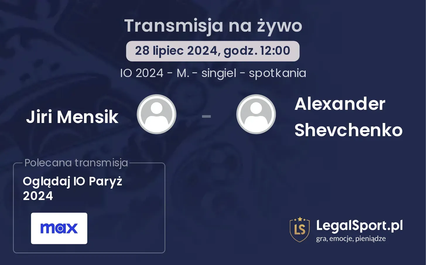 Jiri Mensik - Alexander Shevchenko gdzie oglądać? 28.07, godz. 12:00