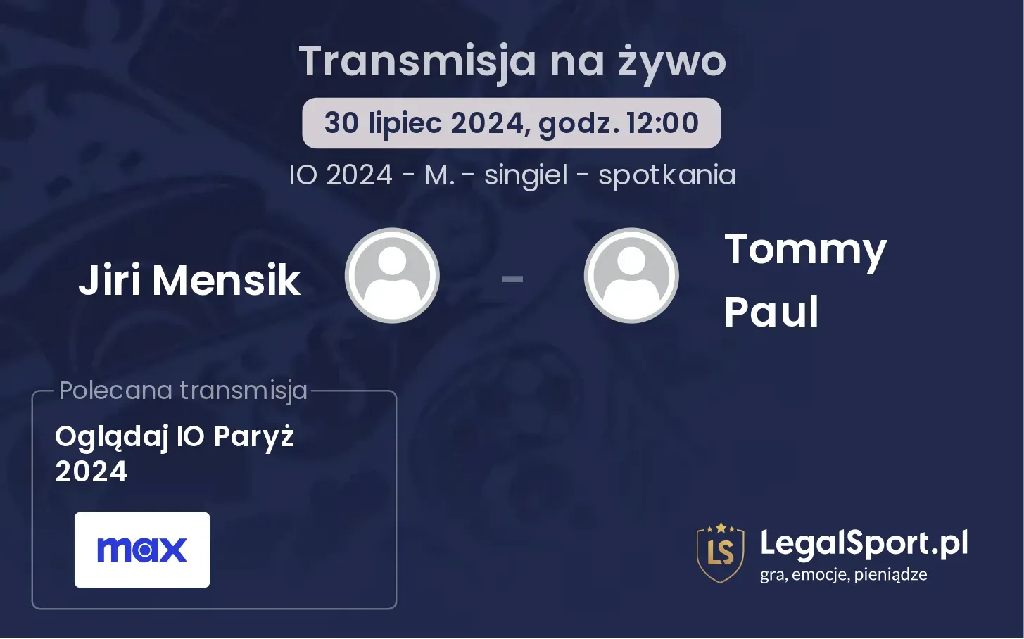 Jiri Mensik - Tommy Paul transmisja na żywo