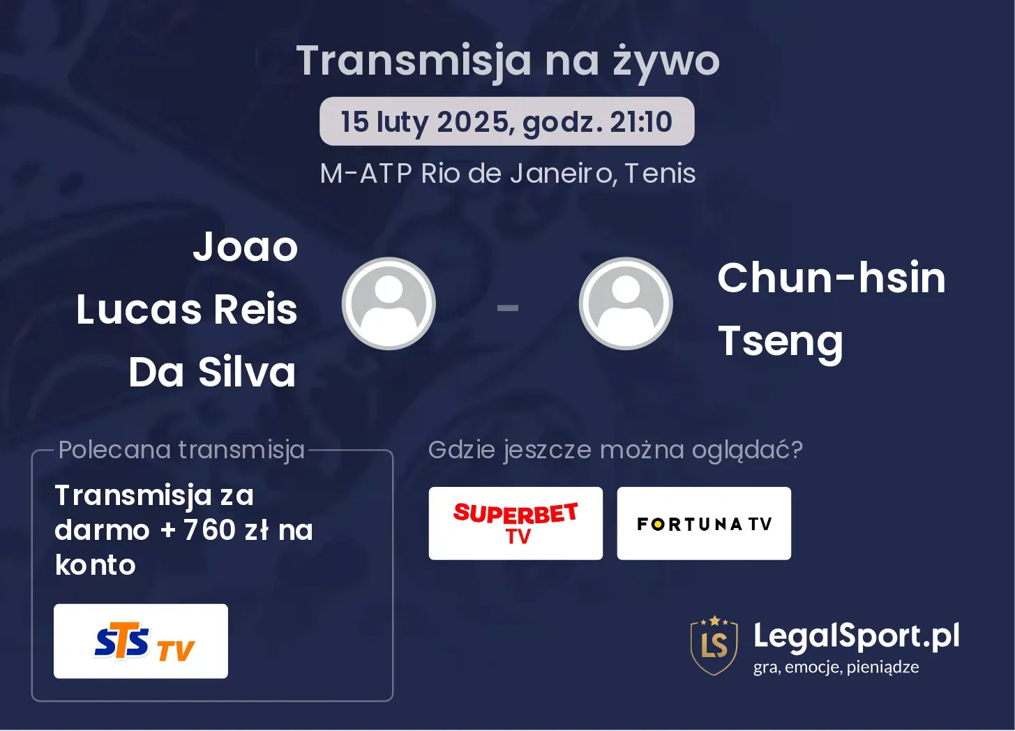 Joao Lucas Reis Da Silva - Chun-hsin Tseng transmisja na żywo