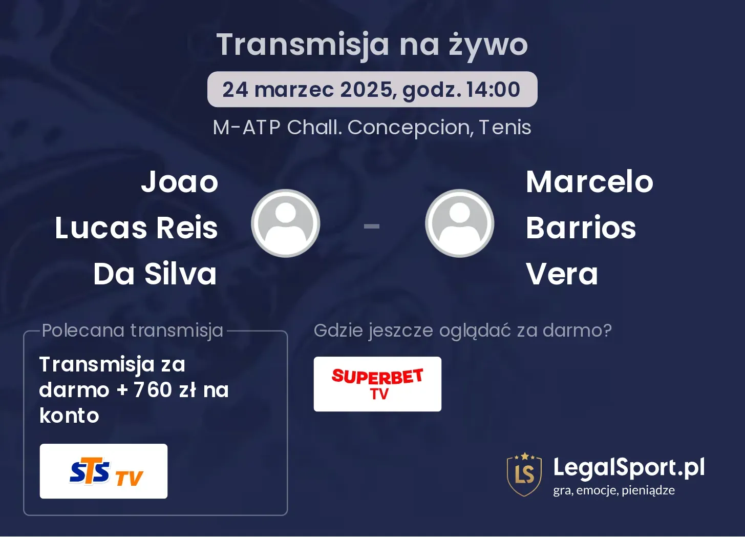 Joao Lucas Reis Da Silva - Marcelo Barrios Vera  gdzie oglądać transmisję?