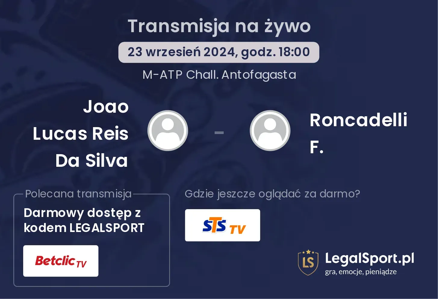 Joao Lucas Reis Da Silva - Roncadelli F. transmisja na żywo