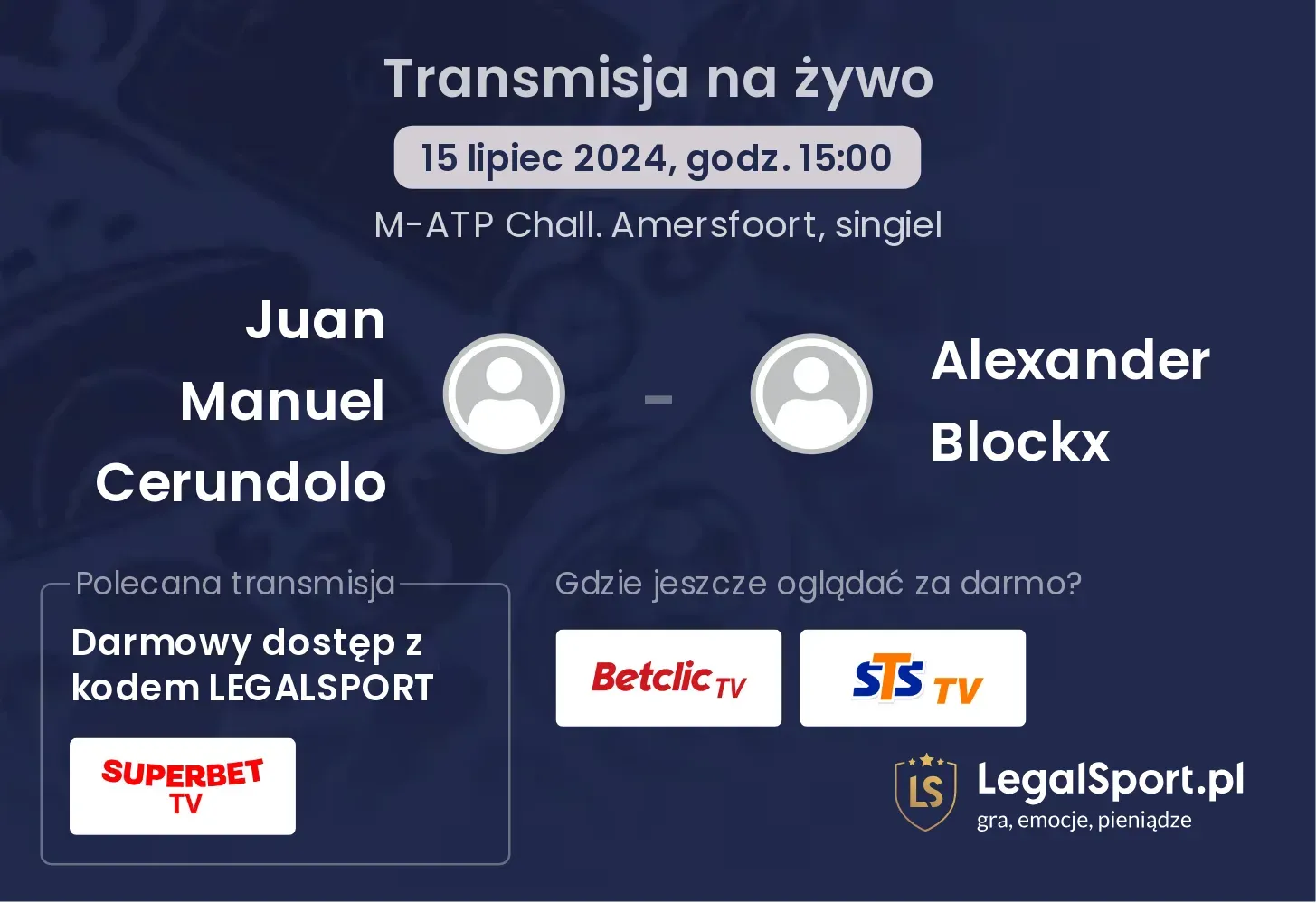 Juan Manuel Cerundolo - Alexander Blockx transmisja na żywo