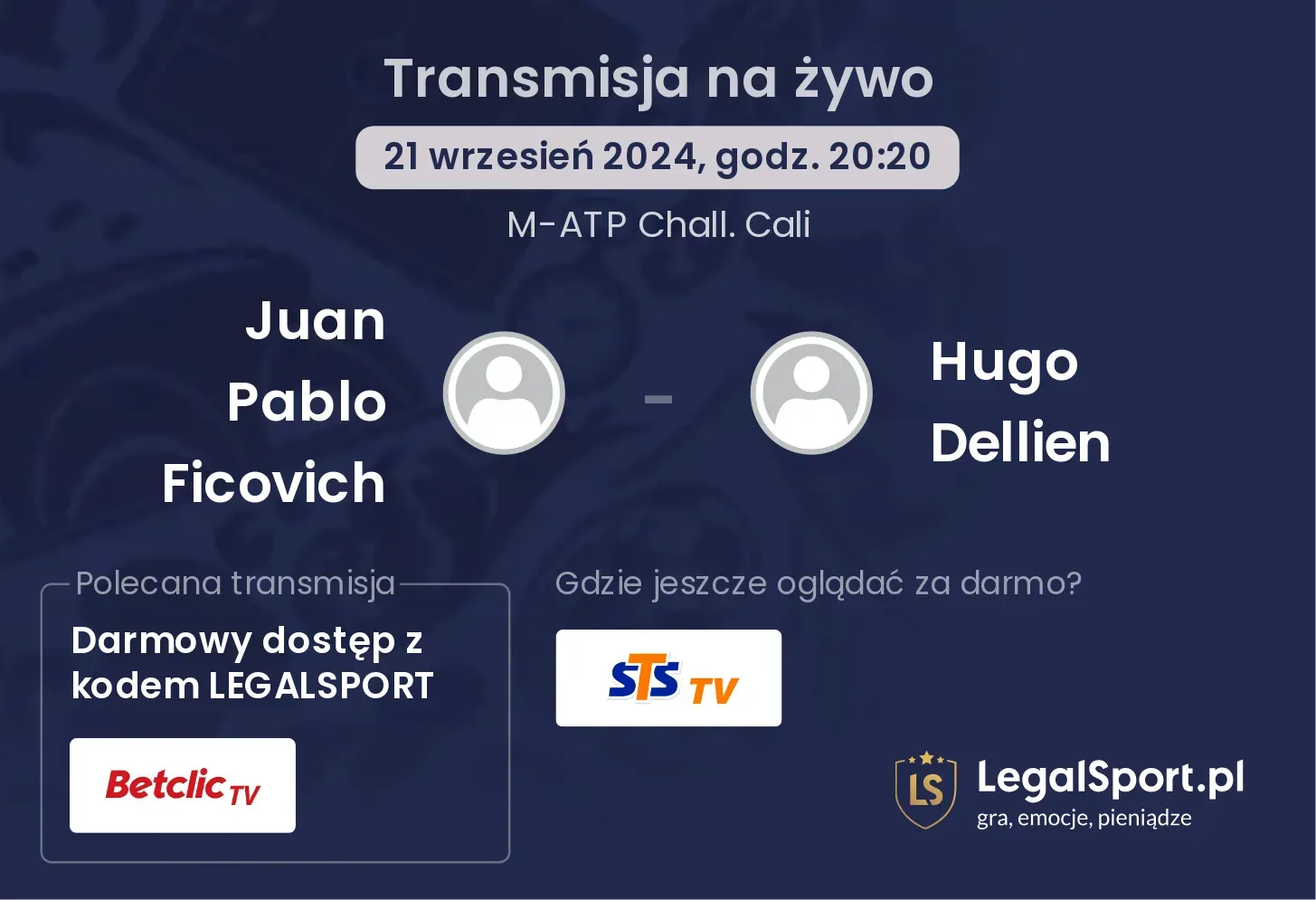 Juan Pablo Ficovich - Hugo Dellien transmisja na żywo