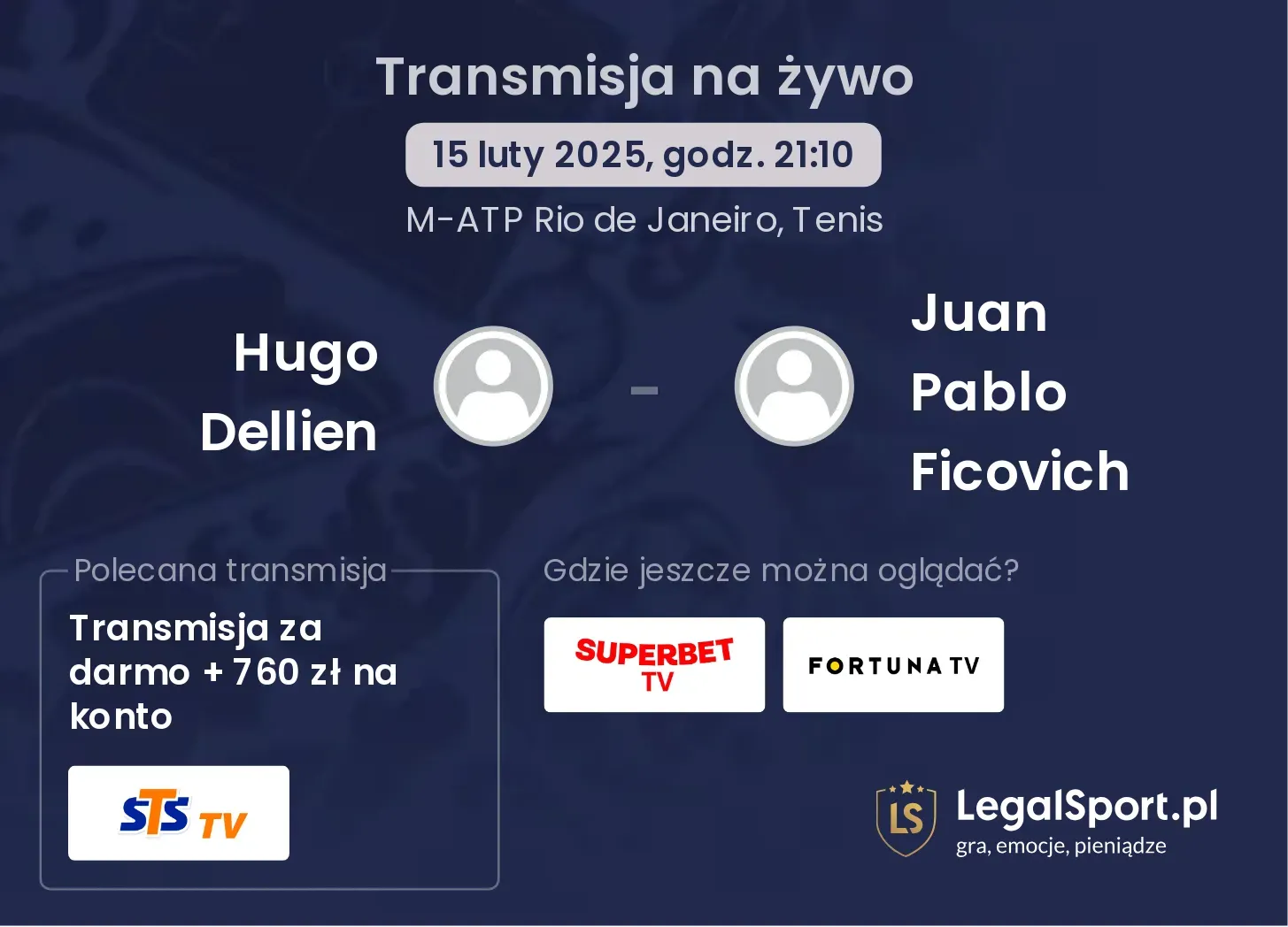 Juan Pablo Ficovich - Hugo Dellien gdzie oglądać? 21.09, godz. 20:20