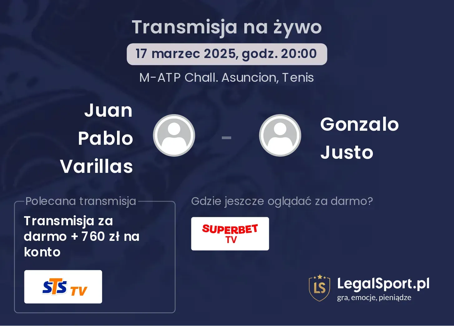 Juan Pablo Varillas - Gonzalo Justo gdzie oglądać transmisję?