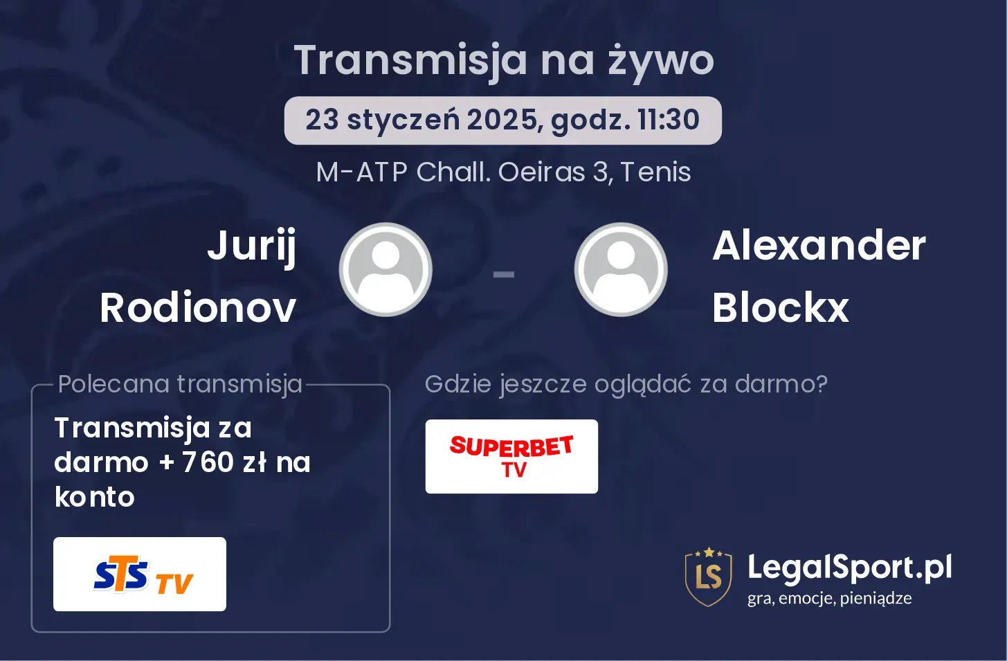 Jurij Rodionov - Alexander Blockx transmisja na żywo