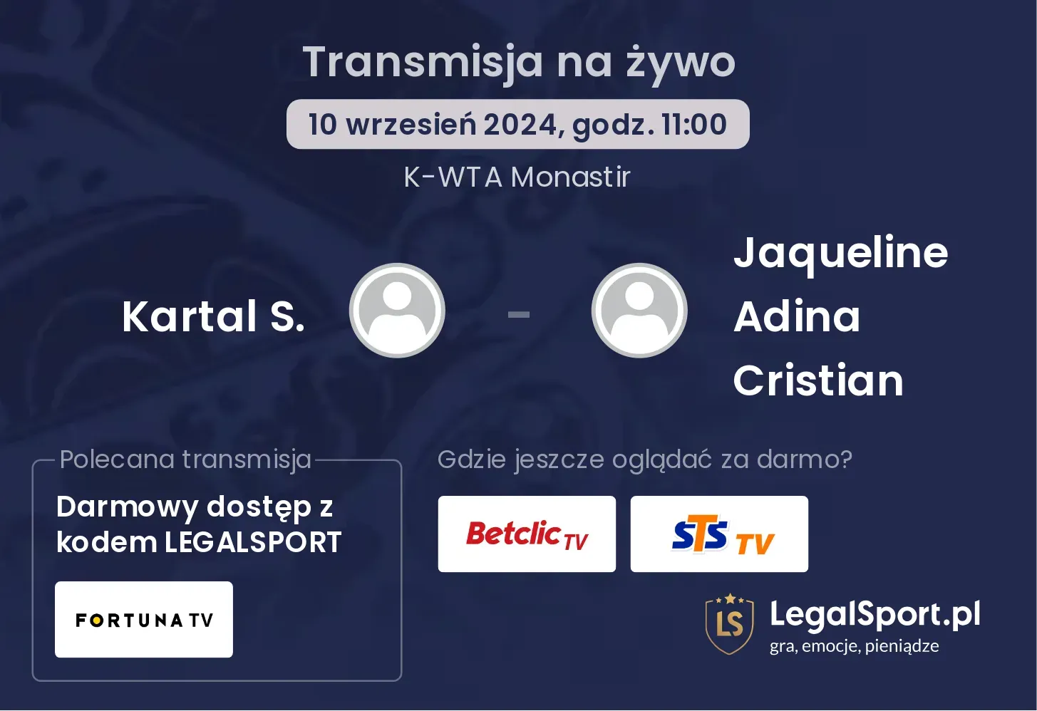 Kartal S. - Jaqueline Adina Cristian gdzie oglądać? 10.09, godz. 11:00