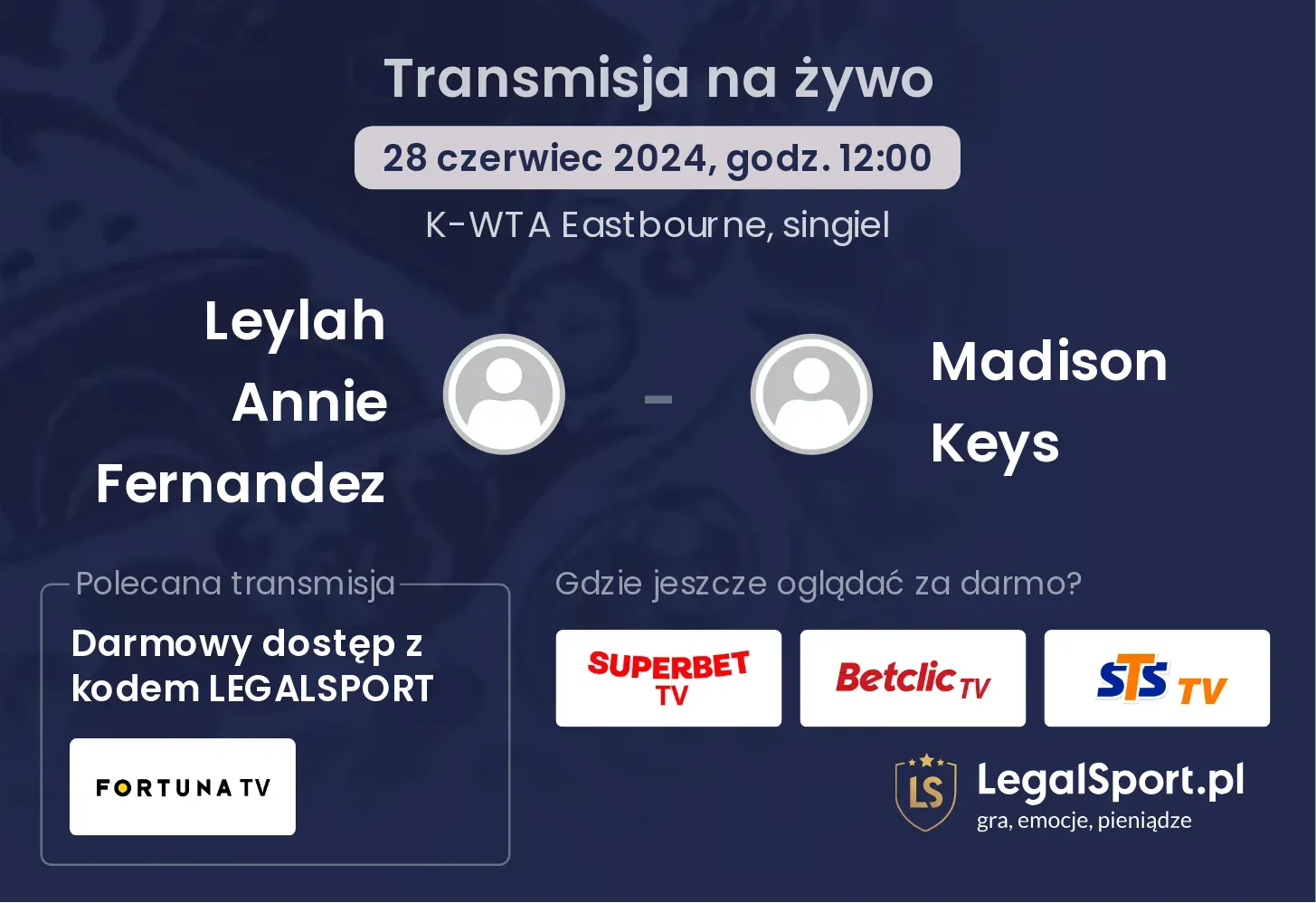 Leylah Annie Fernandez - Madison Keys gdzie oglądać? Transmisja online za darmo (28.06, godz. 12:00)