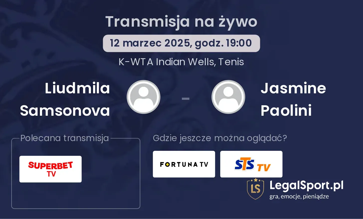 Liudmila Samsonova - Jasmine Paolini gdzie oglądać transmisję?