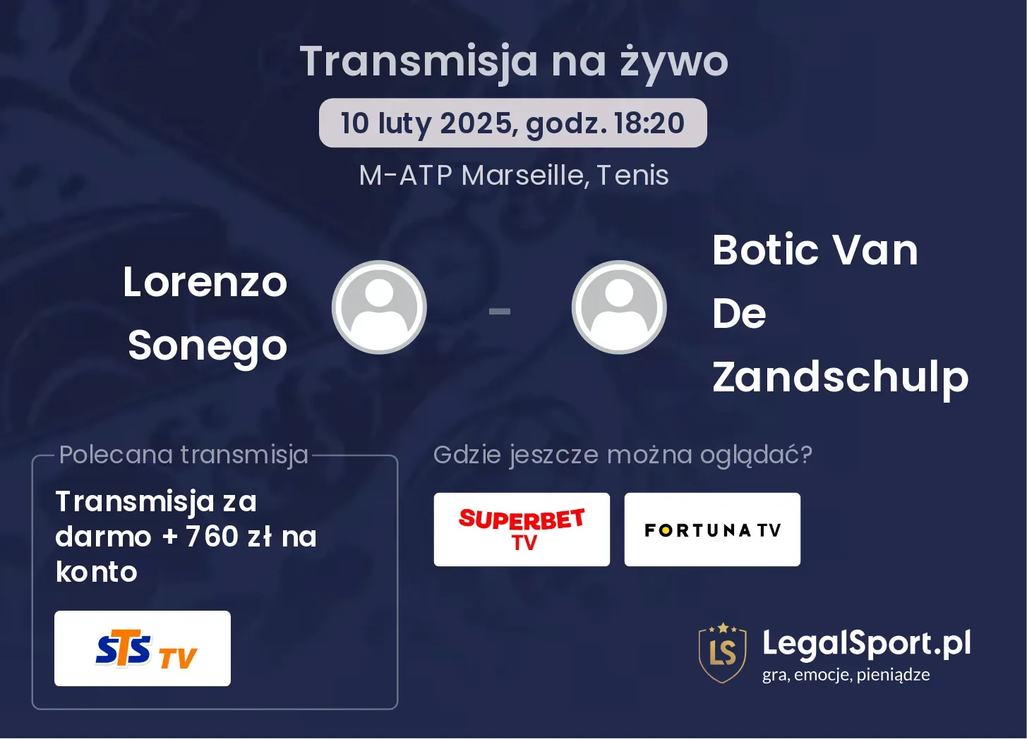 Lorenzo Sonego - Botic Van De Zandschulp gdzie oglądać?