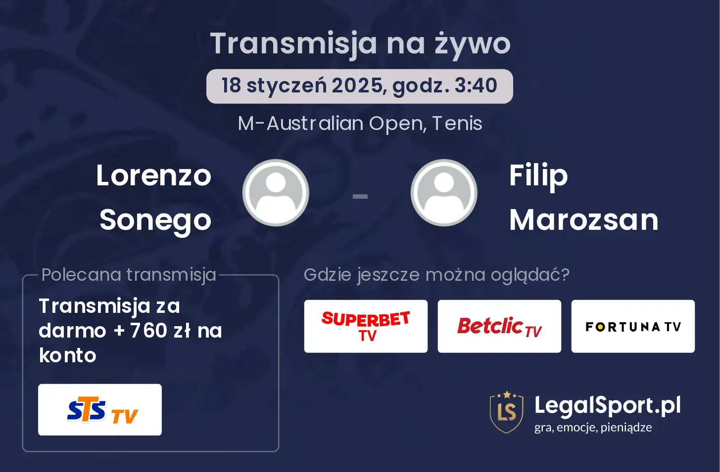 Lorenzo Sonego - Filip Marozsan transmisja na żywo