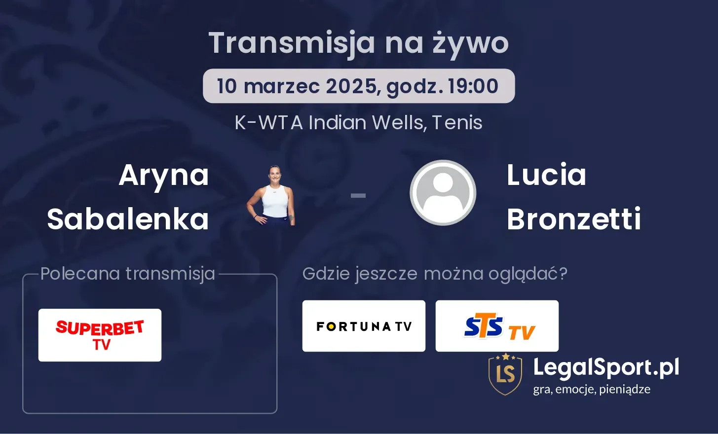 Aryna Sabalenka - Lucia Bronzetti gdzie oglądać?