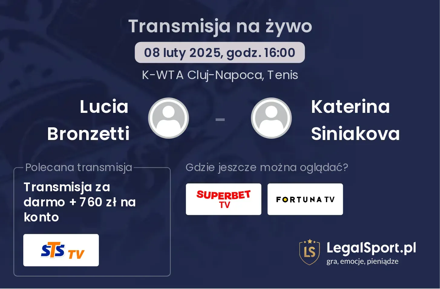 Lucia Bronzetti - Katerina Siniakova transmisja na żywo