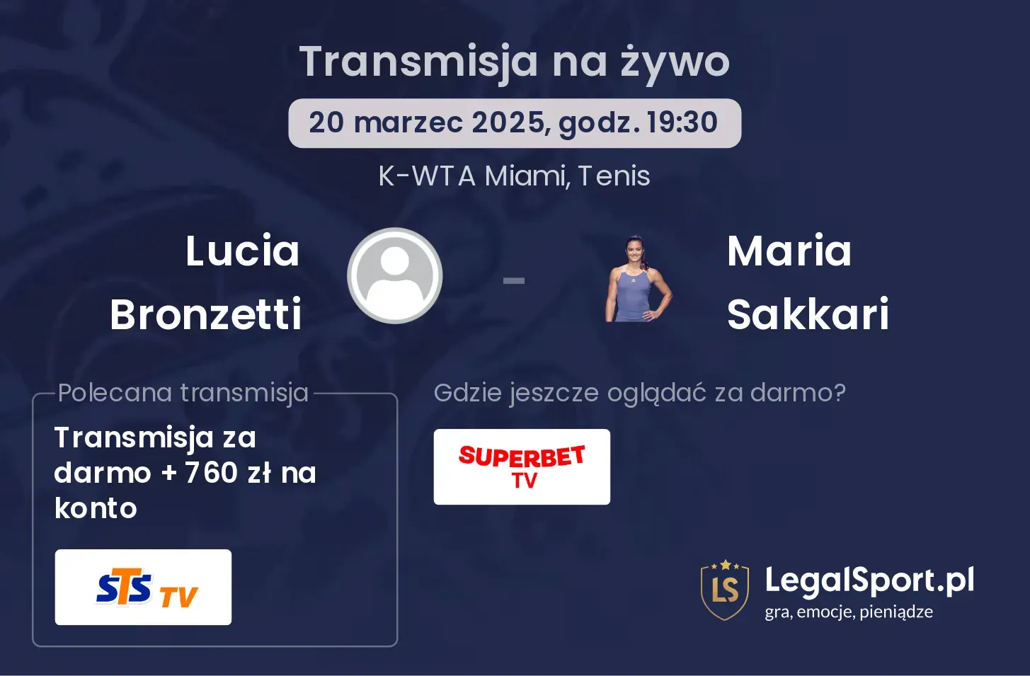 Lucia Bronzetti - Maria Sakkari gdzie oglądać transmisję?