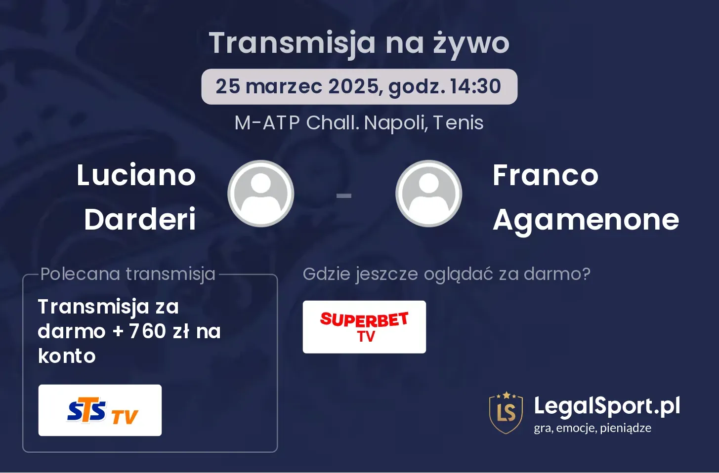 Luciano Darderi - Franco Agamenone transmisja na żywo