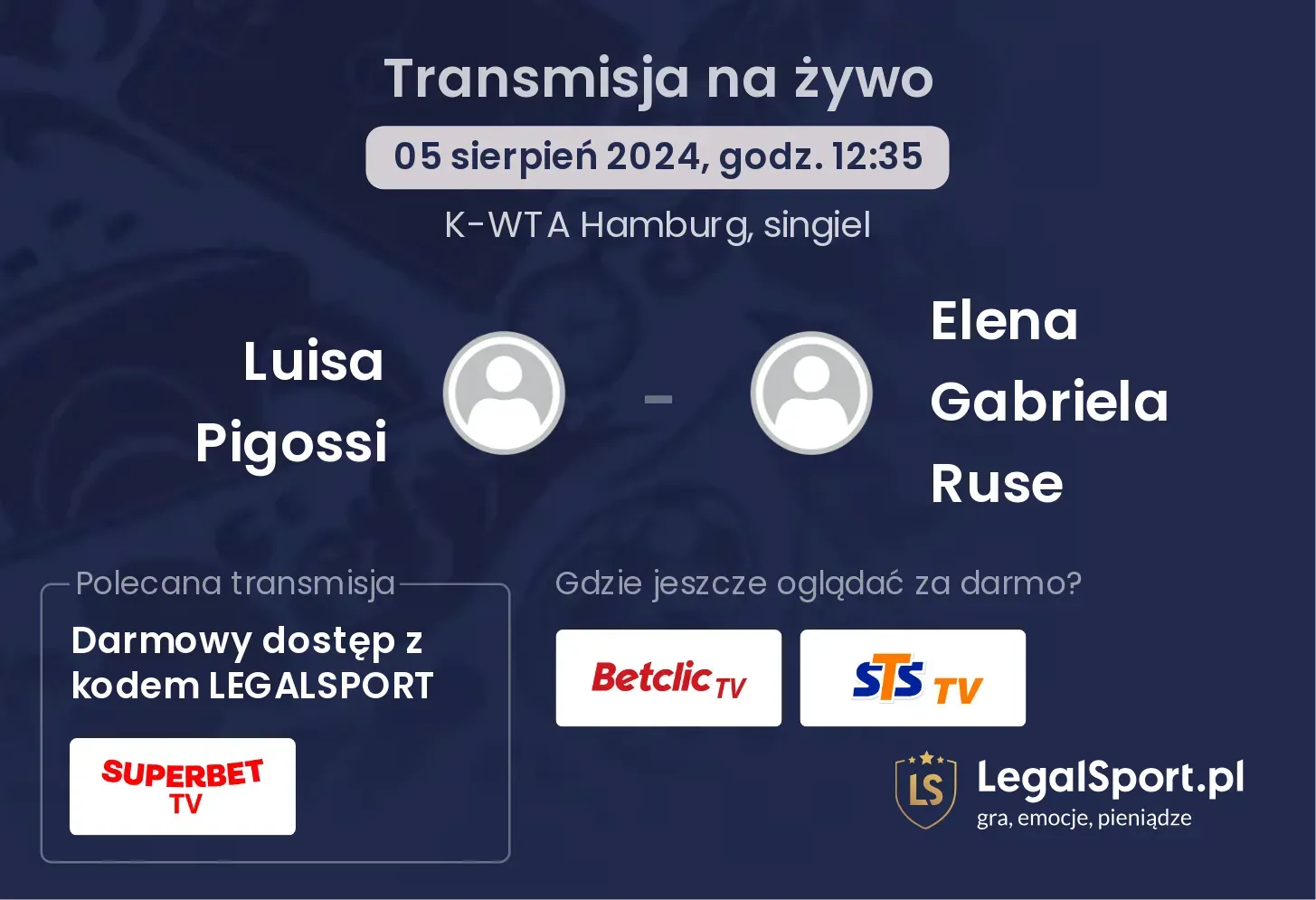 Luisa Pigossi - Elena Gabriela Ruse transmisja na żywo