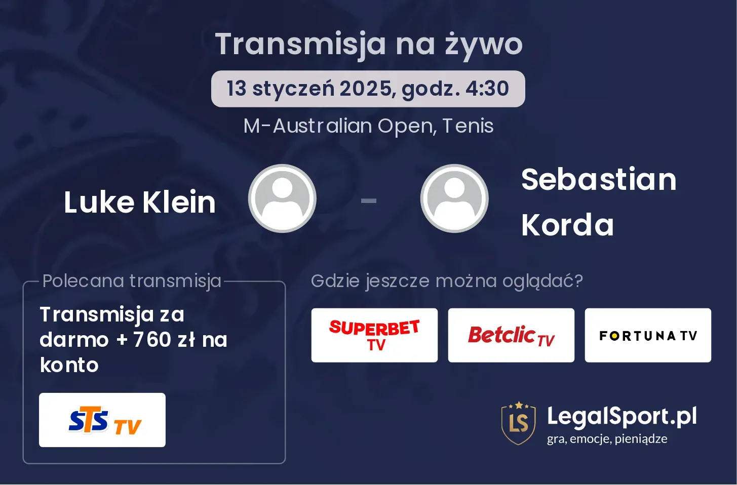 Luke Klein - Sebastian Korda gdzie oglądać?