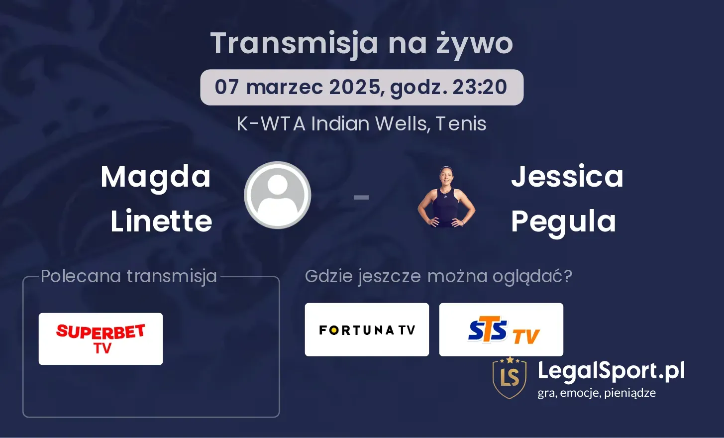 Magda Linette - Jessica Pegula transmisja na żywo