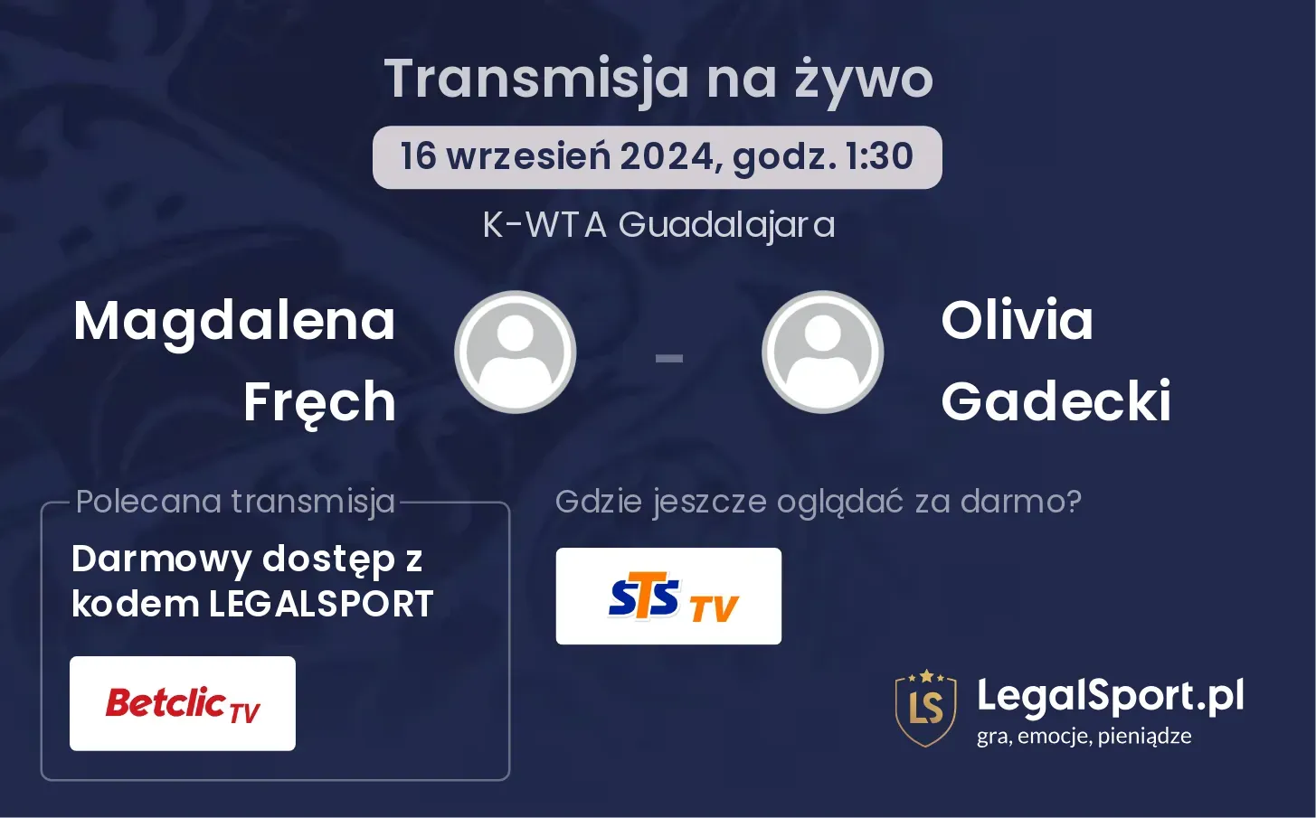 Magdalena Fręch - Olivia Gadecki gdzie oglądać? 16.09, godz. 01:30