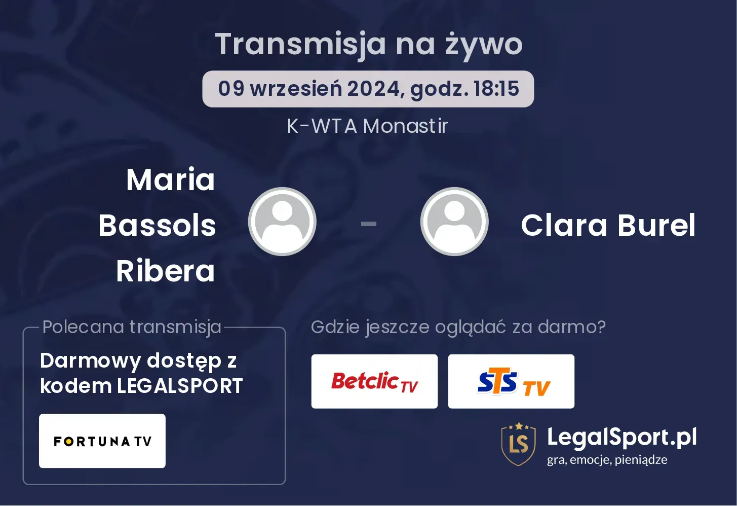 Maria Bassols Ribera - Clara Burel gdzie oglądać? 09.09, godz. 18:15