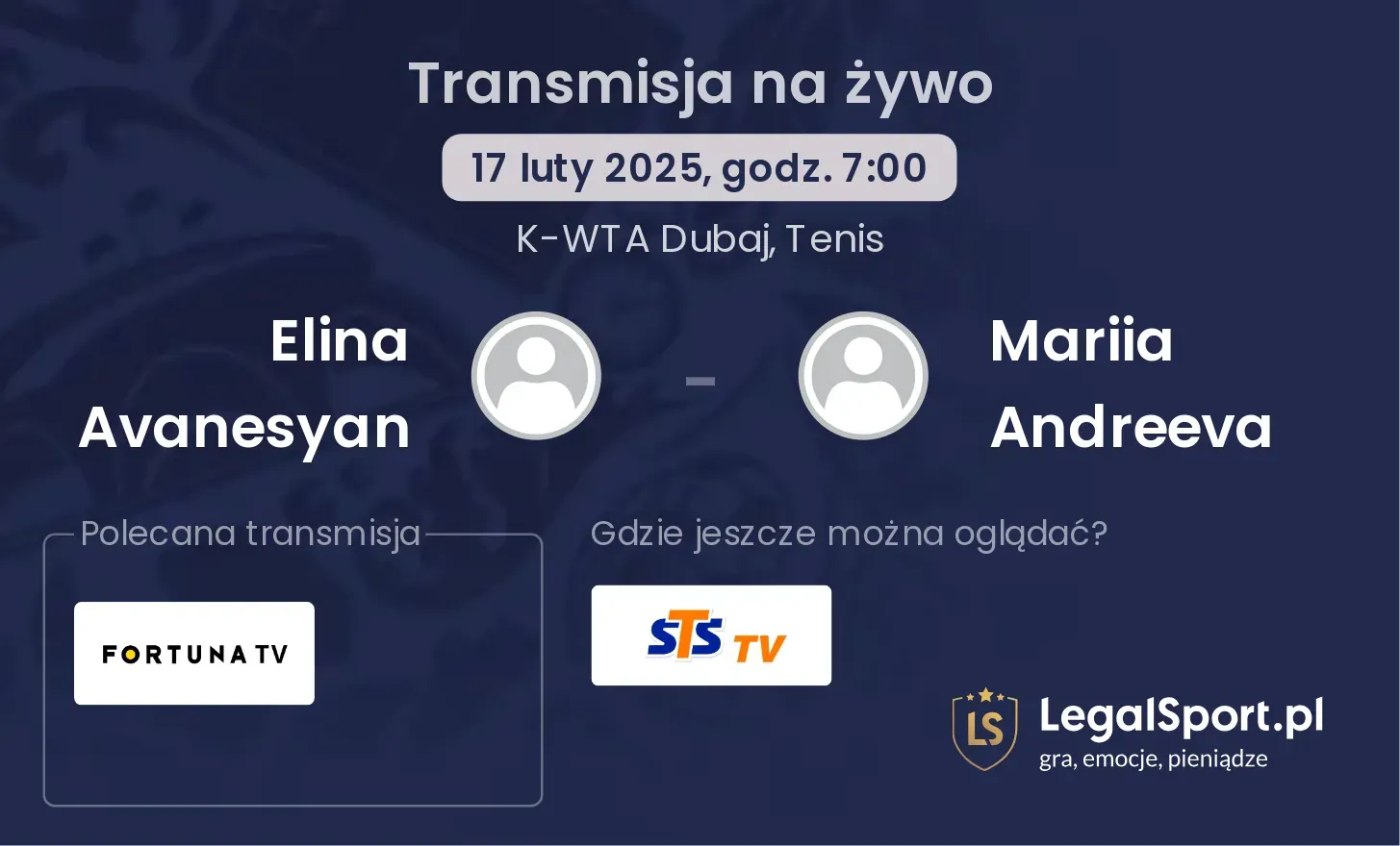 Mariia Andreeva - Elina Avanesyan gdzie oglądać? Transmisja online za darmo (26.07, godz. 16:06)