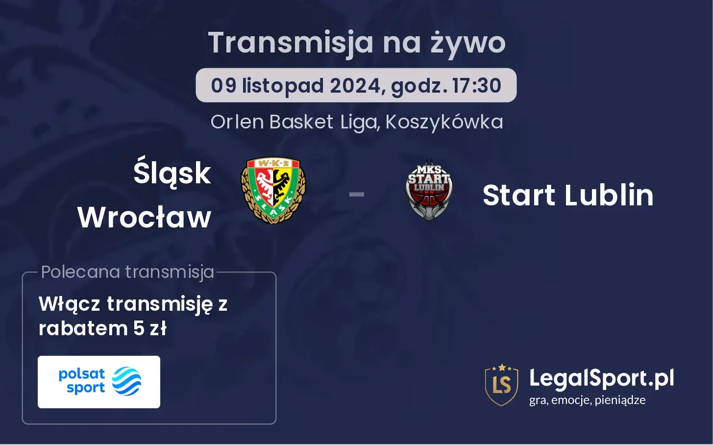 Śląsk Wrocław - Start Lublin transmisja na żywo