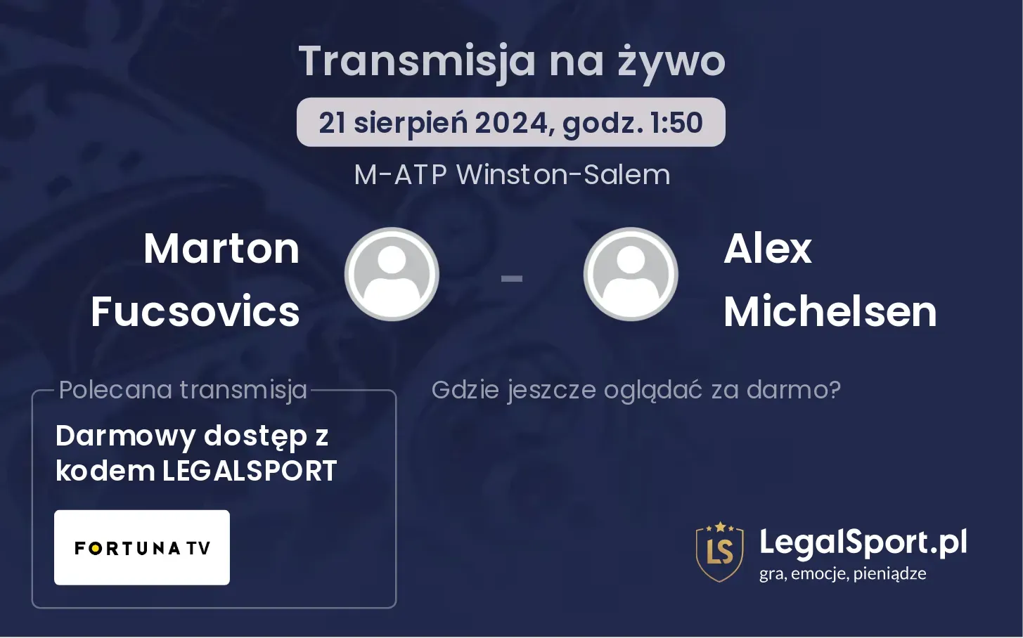 Marton Fucsovics - Alex Michelsen transmisja na żywo