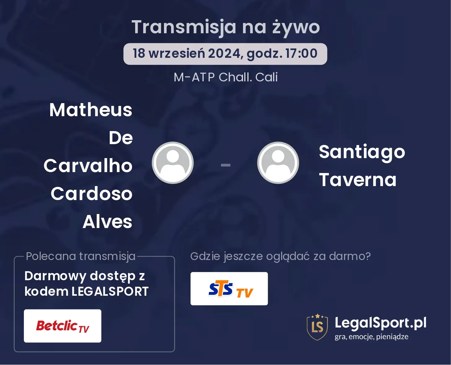 Matheus De Carvalho Cardoso Alves - Santiago Taverna transmisja na żywo