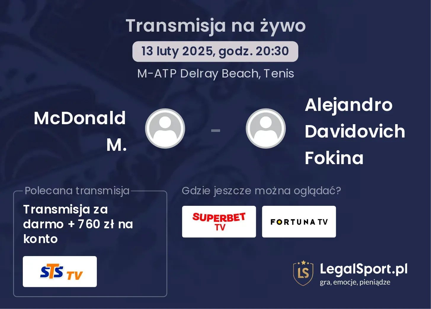 McDonald M. - Alejandro Davidovich Fokina transmisja na żywo