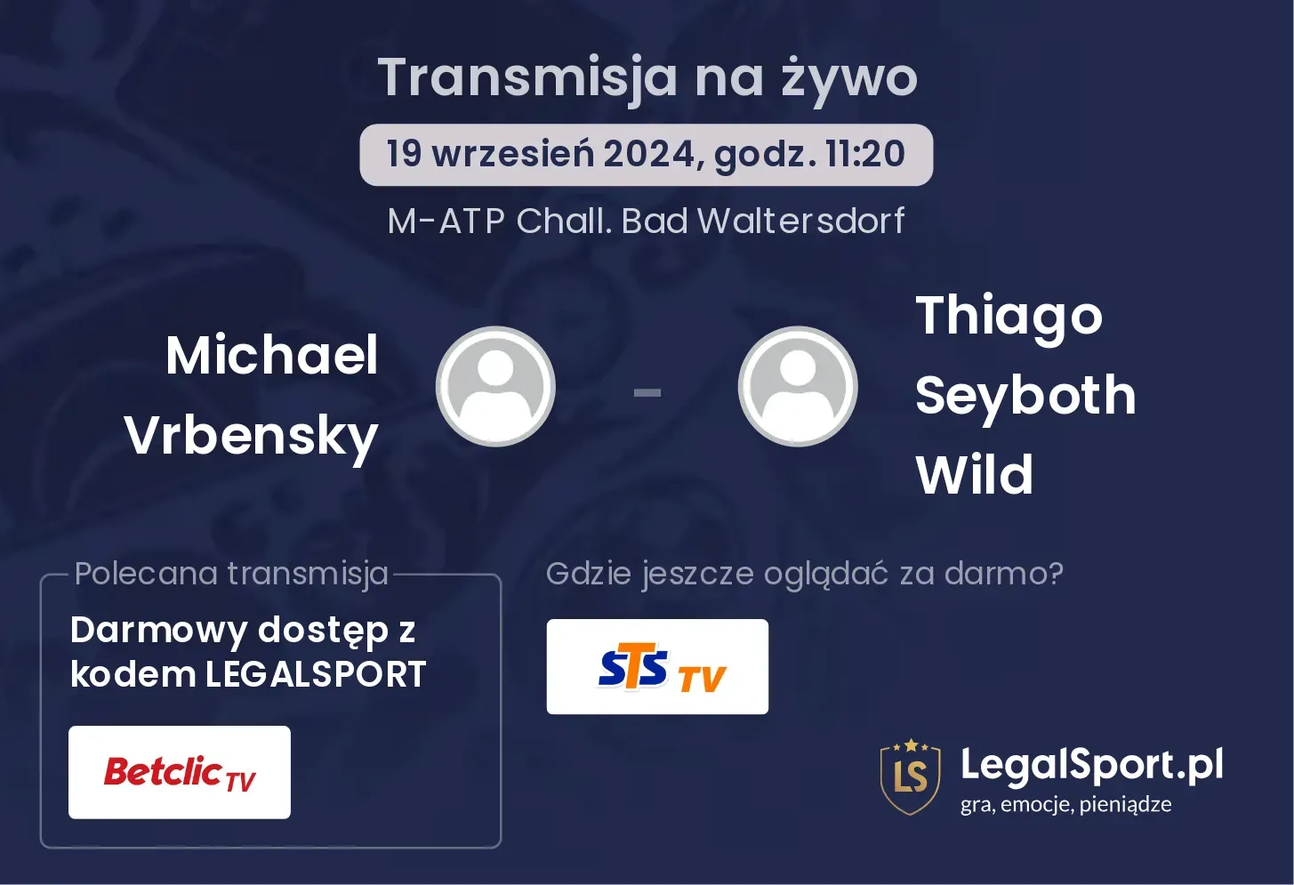 Michael Vrbensky - Thiago Seyboth Wild gdzie oglądać? 19.09, godz. 11:20