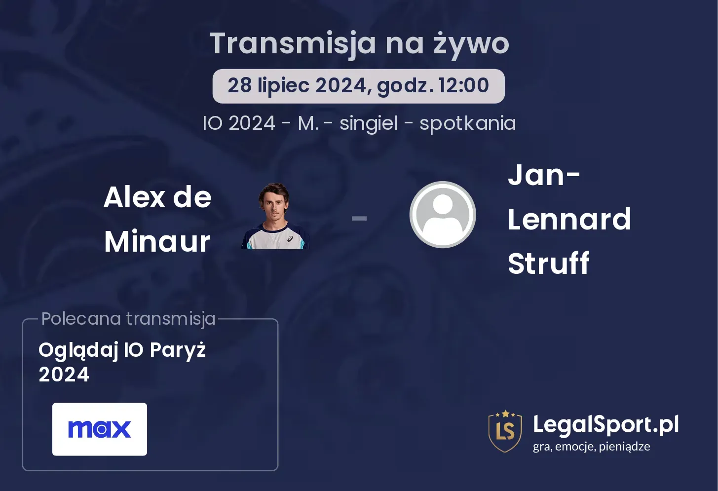 Alex de Minaur - Jan-Lennard Struff transmisja na żywo