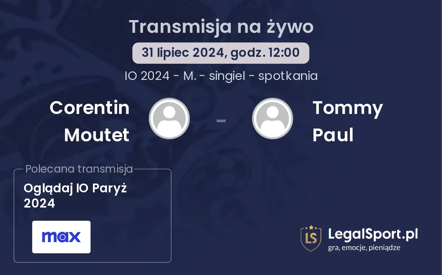 Corentin Moutet - Tommy Paul transmisja na żywo