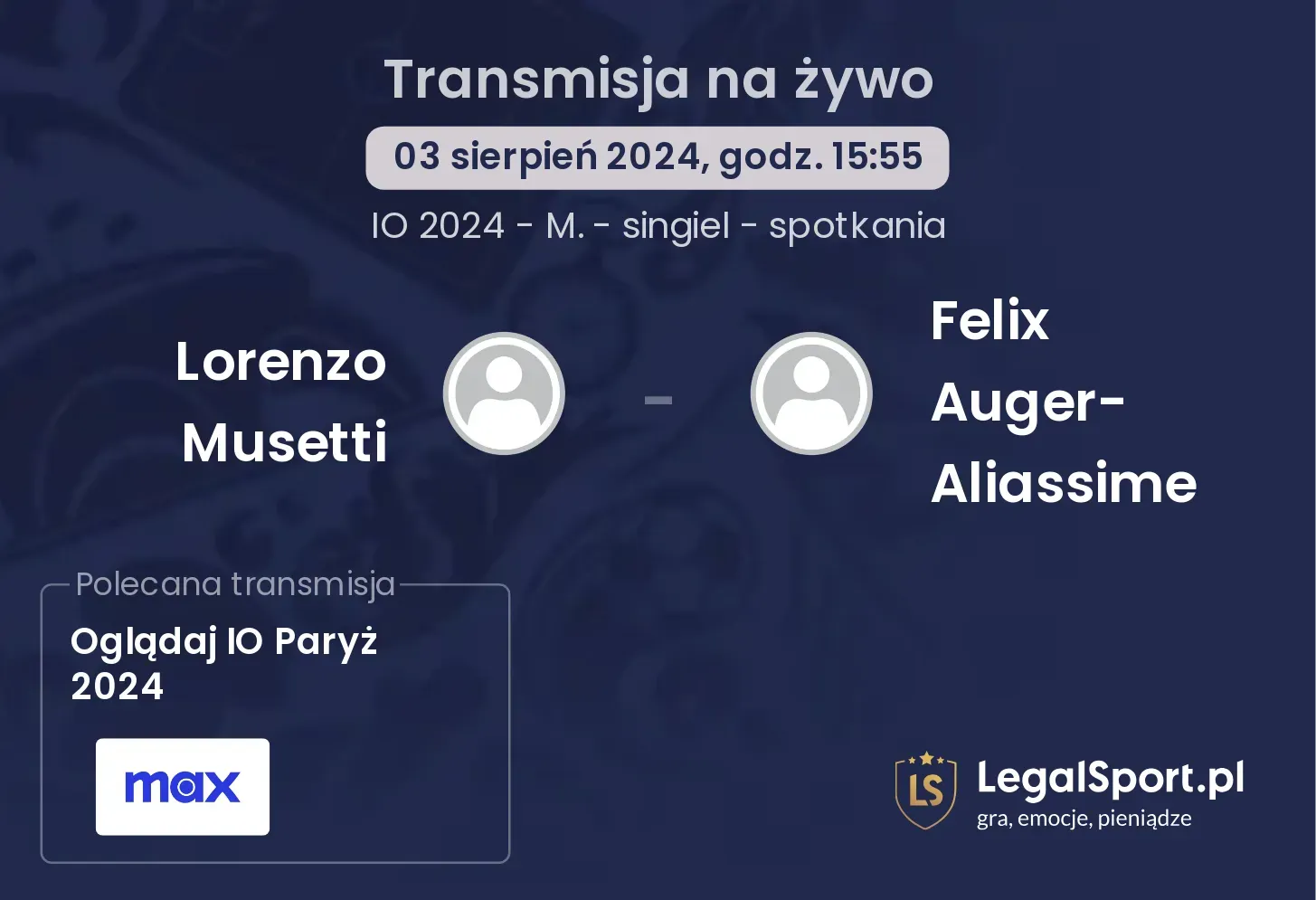 Lorenzo Musetti - Felix Auger-Aliassime transmisja na żywo