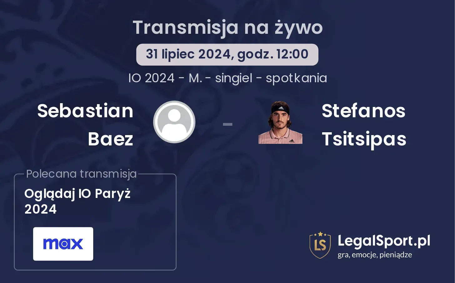 Sebastian Baez - Stefanos Tsitsipas transmisja na żywo