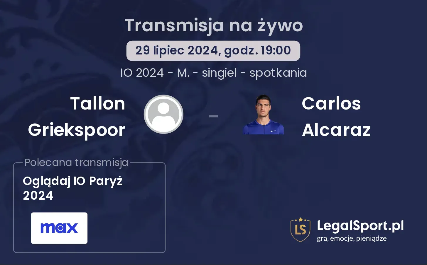 Tallon Griekspoor - Carlos Alcaraz transmisja na żywo