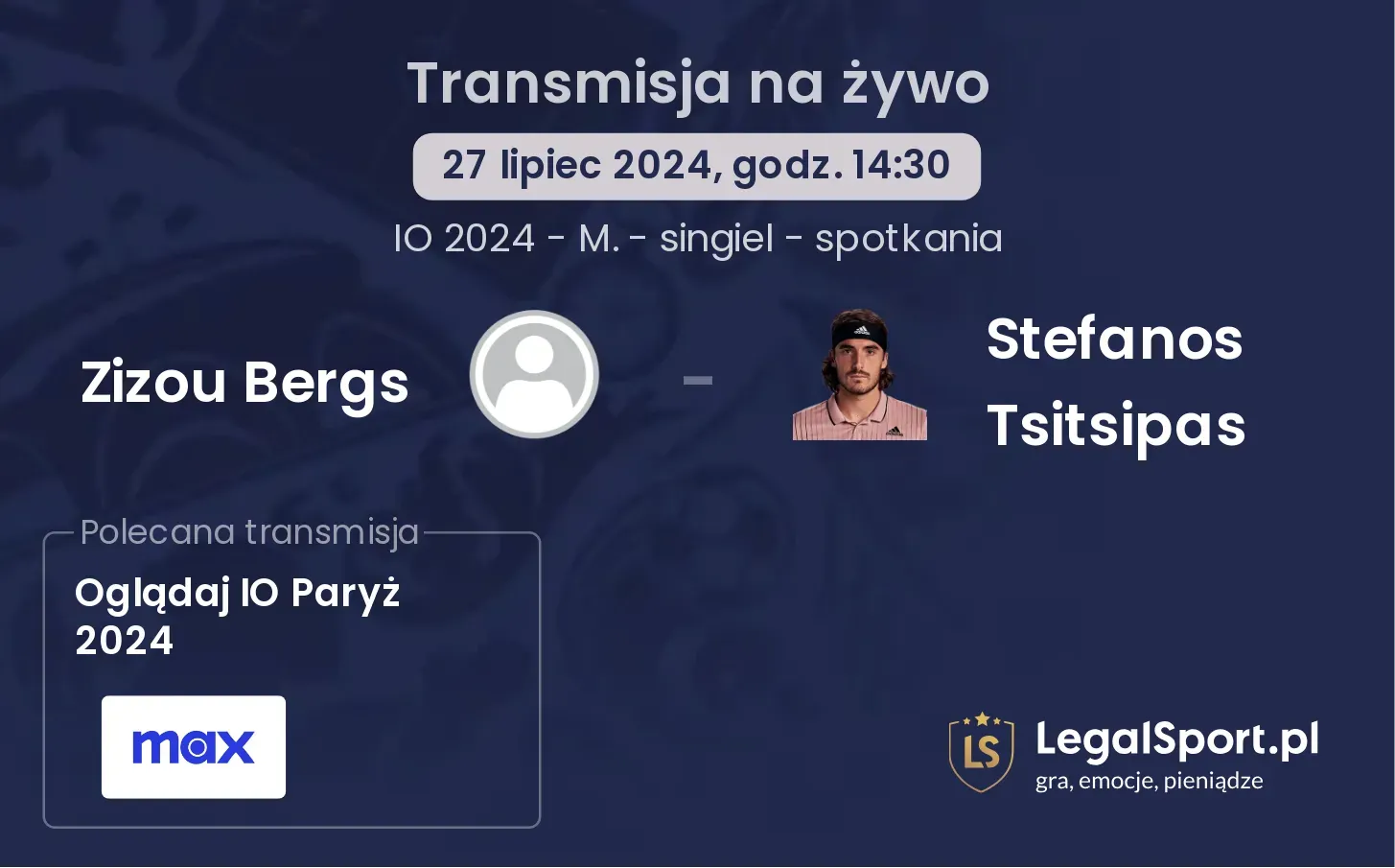 Zizou Bergs - Stefanos Tsitsipas transmisja na żywo