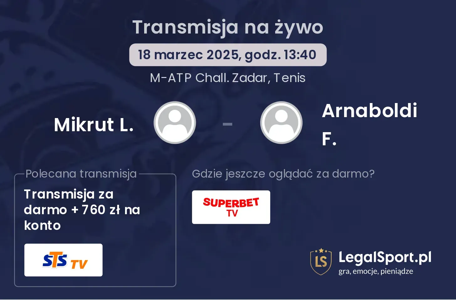 Mikrut L. - Arnaboldi F. transmisja na żywo