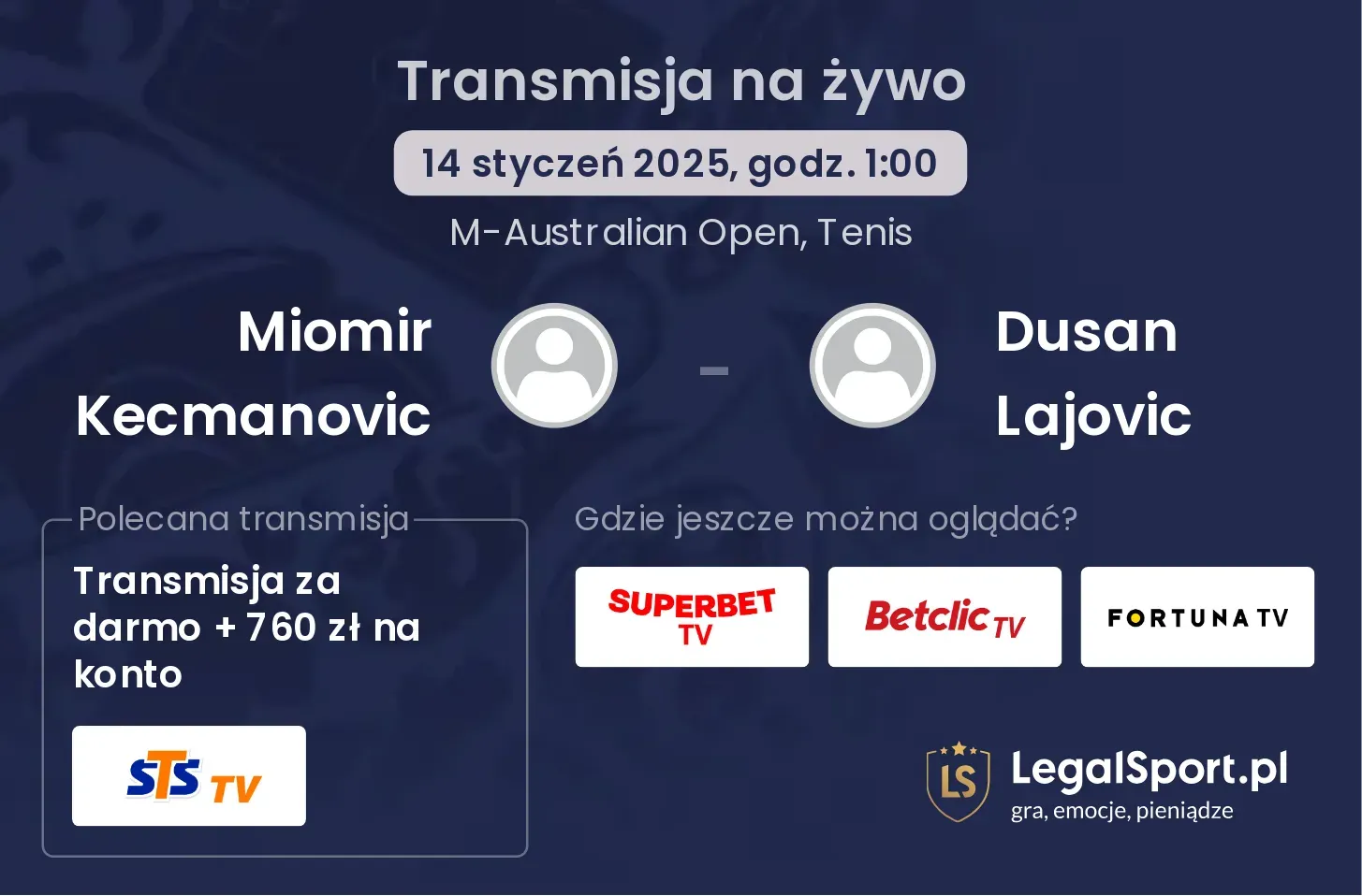 Miomir Kecmanovic - Dusan Lajovic transmisja na żywo