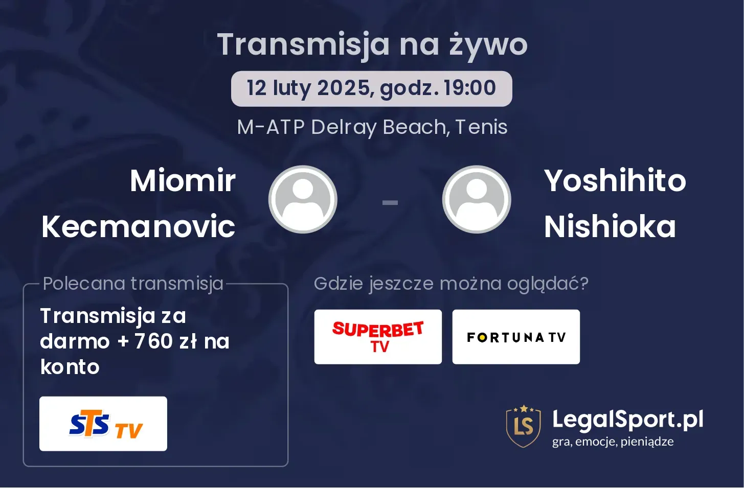 Miomir Kecmanovic - Yoshihito Nishioka transmisja na żywo