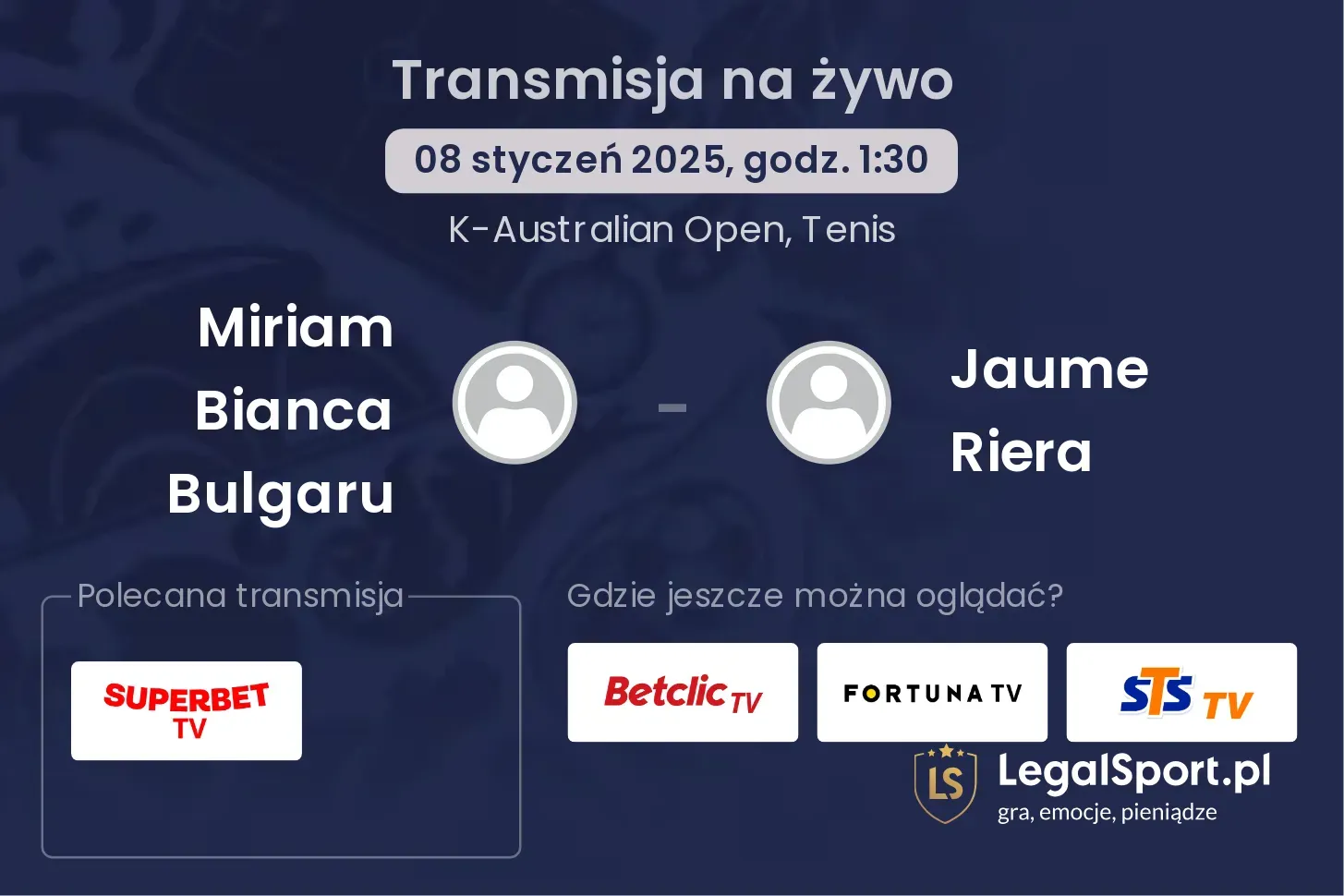 Miriam Bianca Bulgaru - Jaume Riera transmisja na żywo