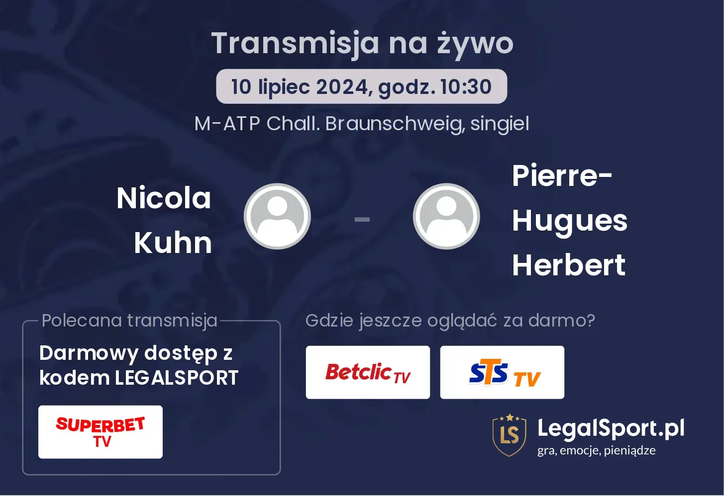 Nicola Kuhn - Pierre-Hugues Herbert transmisja na żywo