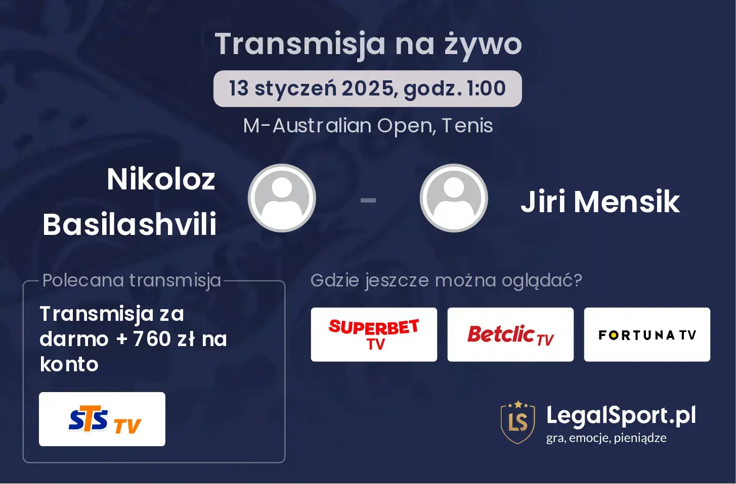 Nikoloz Basilashvili - Jiri Mensik transmisja na żywo