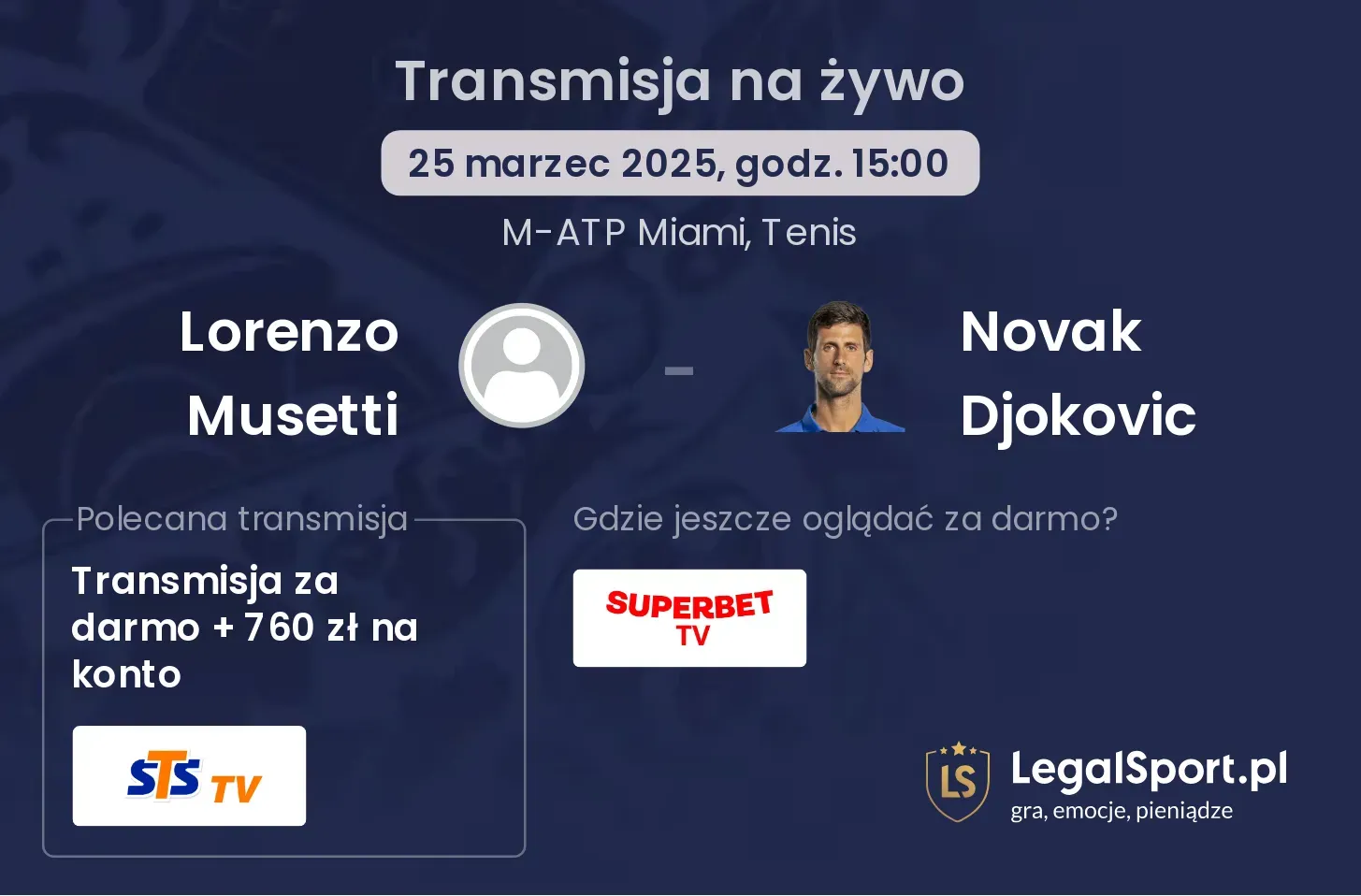 Lorenzo Musetti - Novak Djokovic gdzie oglądać?