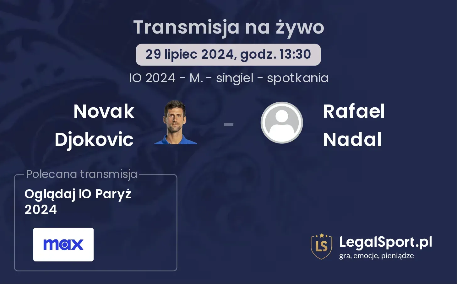 Novak Djokovic - Rafael Nadal transmisja na żywo