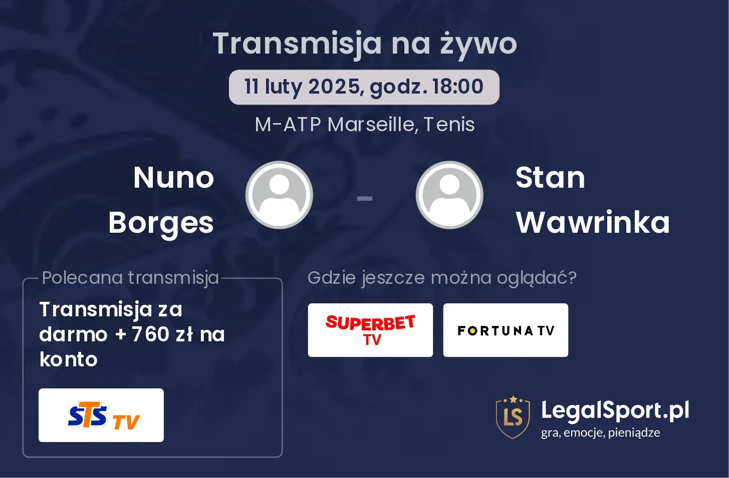 Nuno Borges - Stan Wawrinka transmisja na żywo