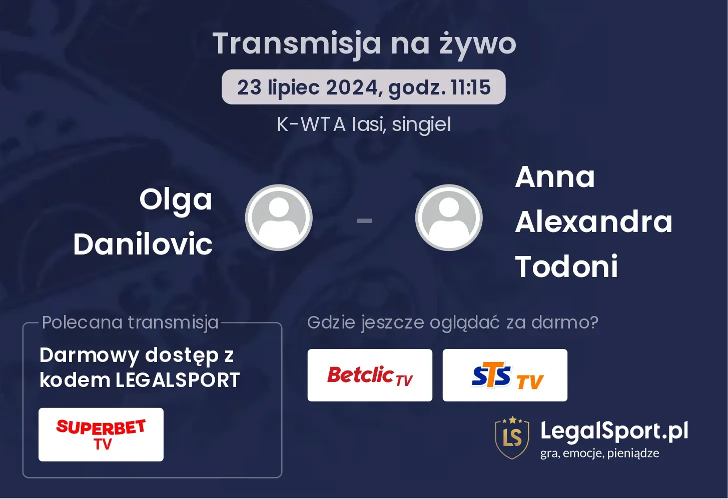 Olga Danilovic - Anna Alexandra Todoni transmisja na żywo