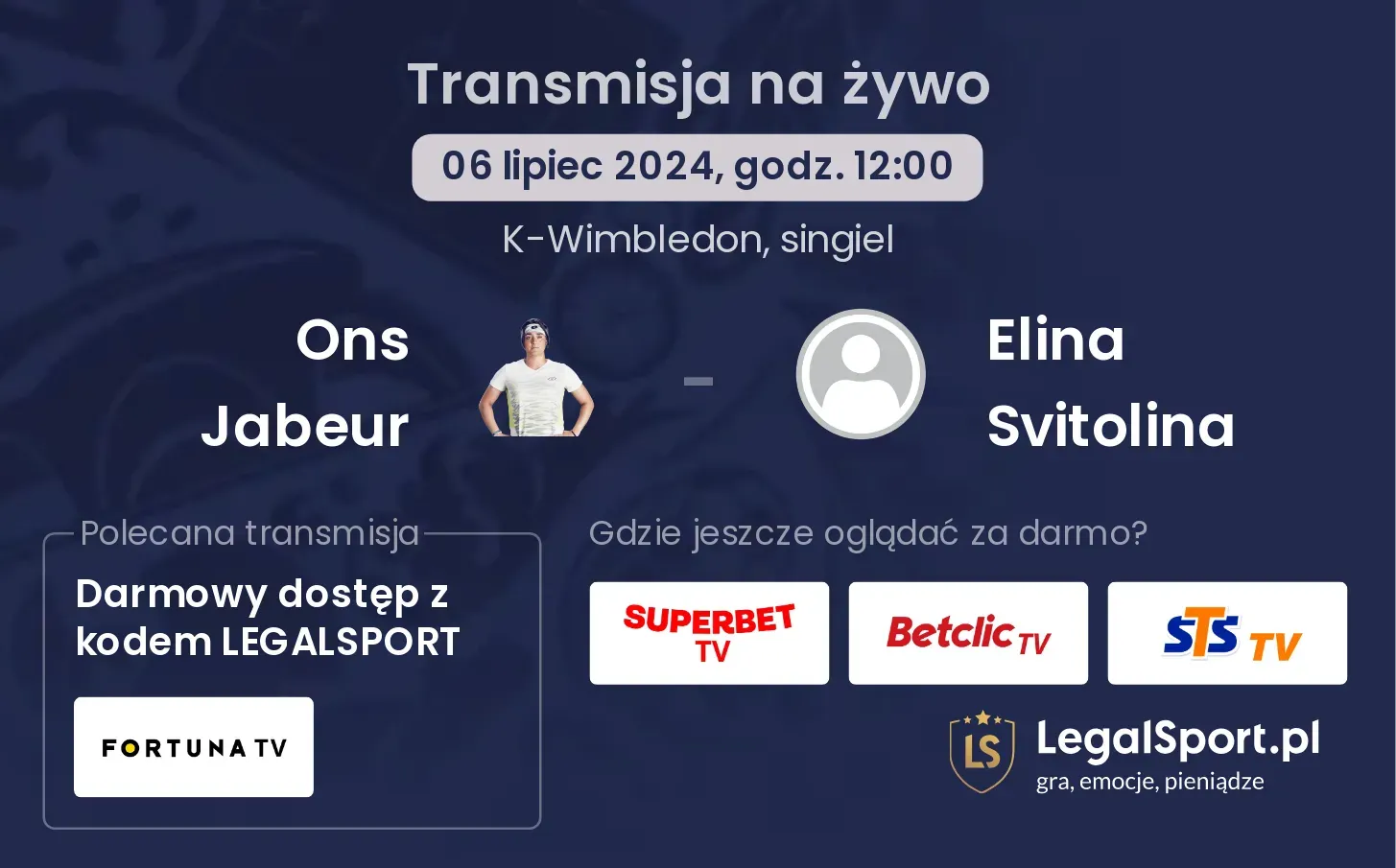 Ons Jabeur - Elina Svitolina gdzie oglądać? Transmisja online za darmo (06.07, godz. 12:00)