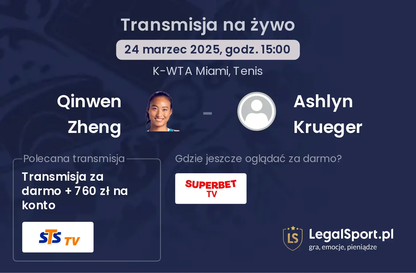 Qinwen Zheng - Ashlyn Krueger transmisja na żywo